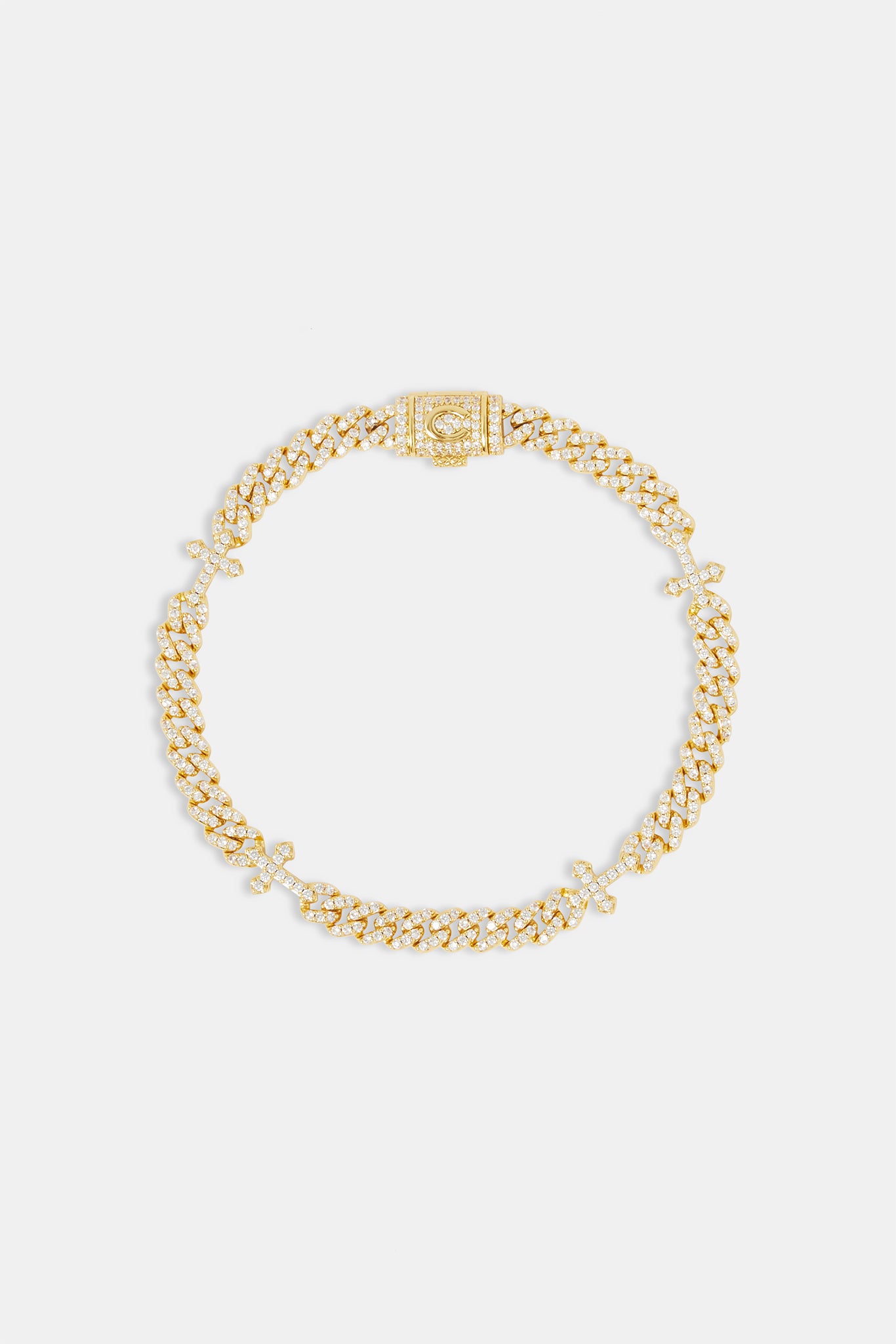 Iced Cross Cuban Armband - 5mm - Gold